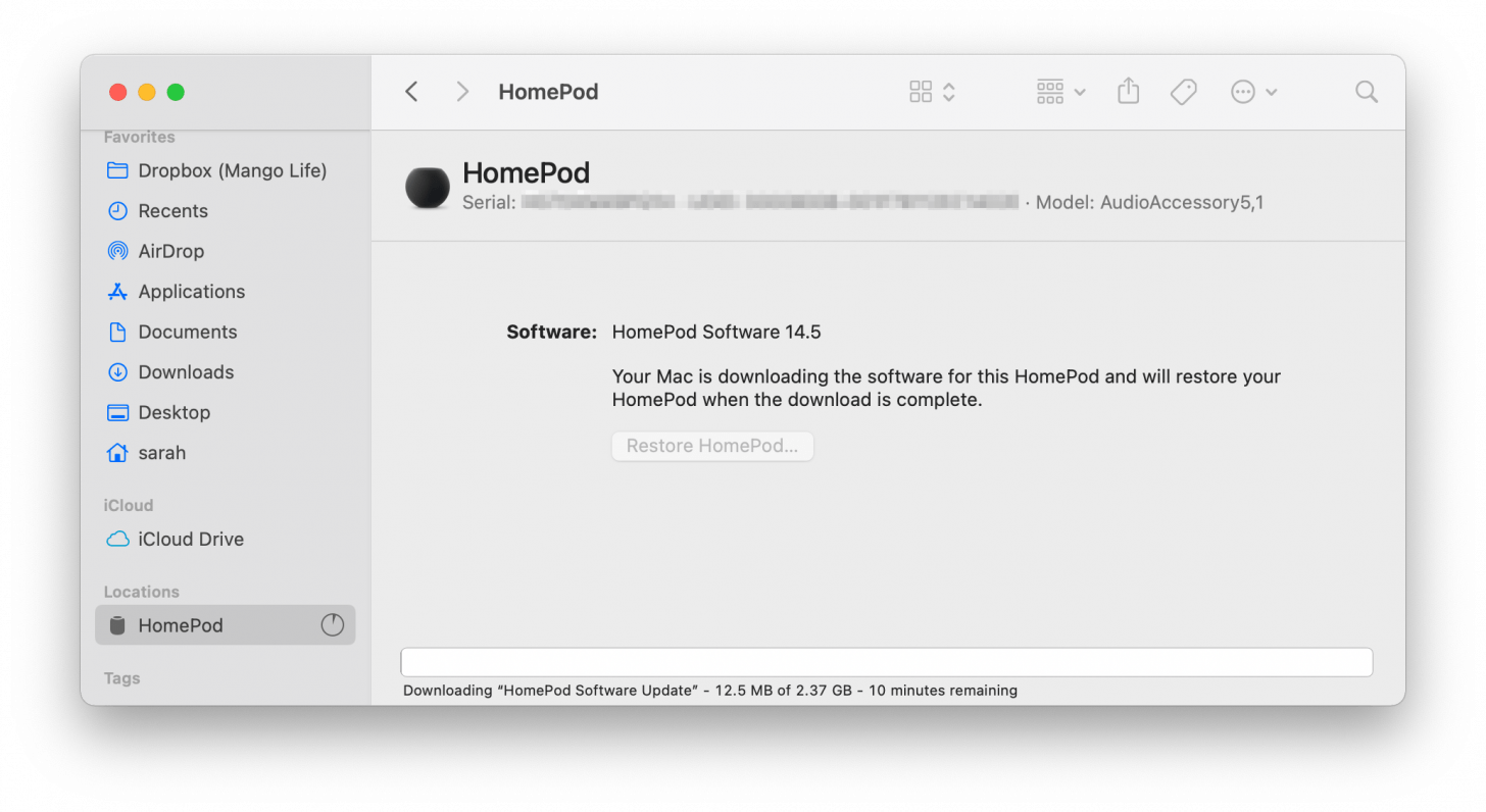 Réinitialisez le HomePod mini en vous connectant à Mac via un câble USB-C