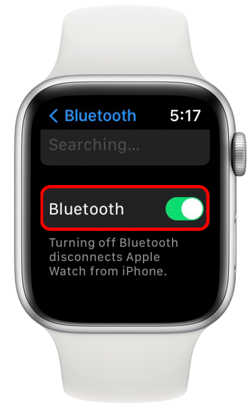 Appuyez à nouveau sur la bascule pour qu'elle devienne verte, indiquant que Bluetooth a été réactivé.