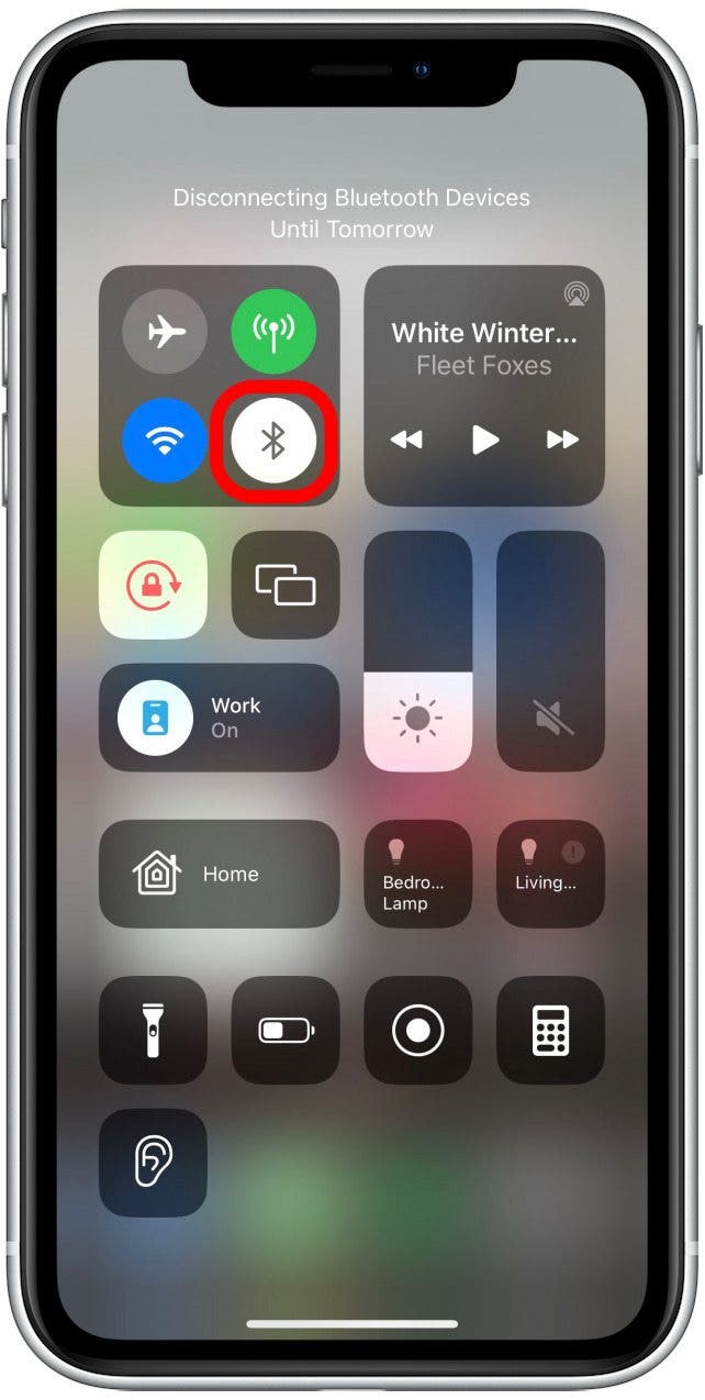 Appuyez sur l'icône Bluetooth pour qu'elle devienne grise pour désactiver votre connexion Bluetooth.