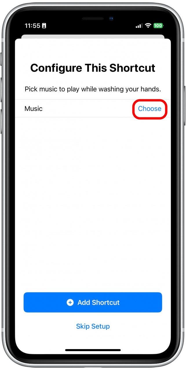 Appuyez sur Choisir pour choisir une chanson dans Apple Music.  Gardez à l'esprit qu'il choisira automatiquement les vingt premières secondes de n'importe quelle chanson.