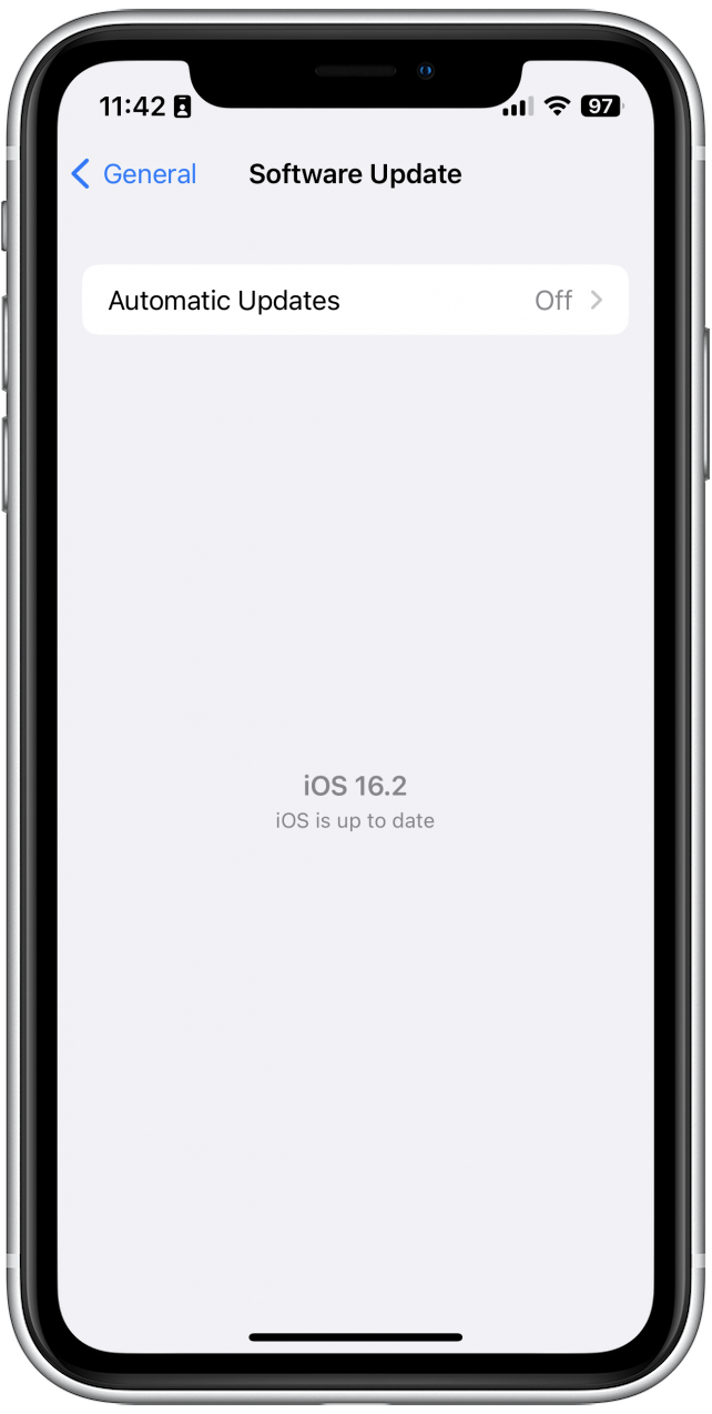Si votre iPhone est à jour, vous verrez un écran similaire à celui ci-dessous.  Si vous voyez un bouton Télécharger et installer, assurez-vous d'appuyer dessus pour installer la mise à jour disponible.