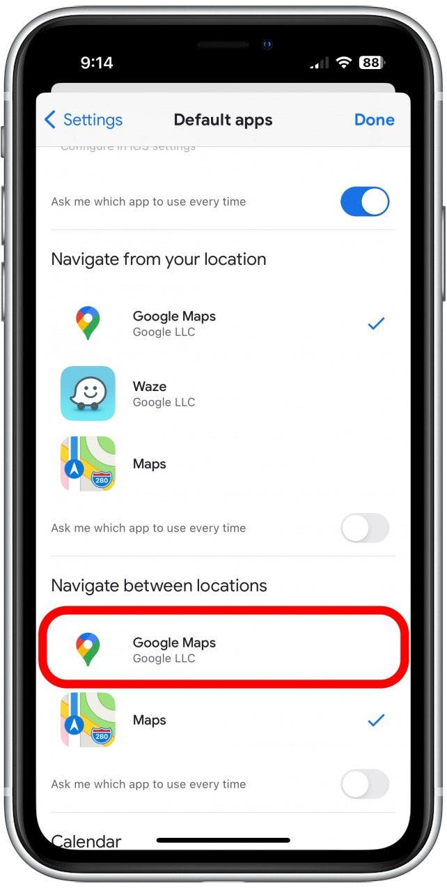 sélectionnez Google Maps comment définir google maps par défaut sur iphone