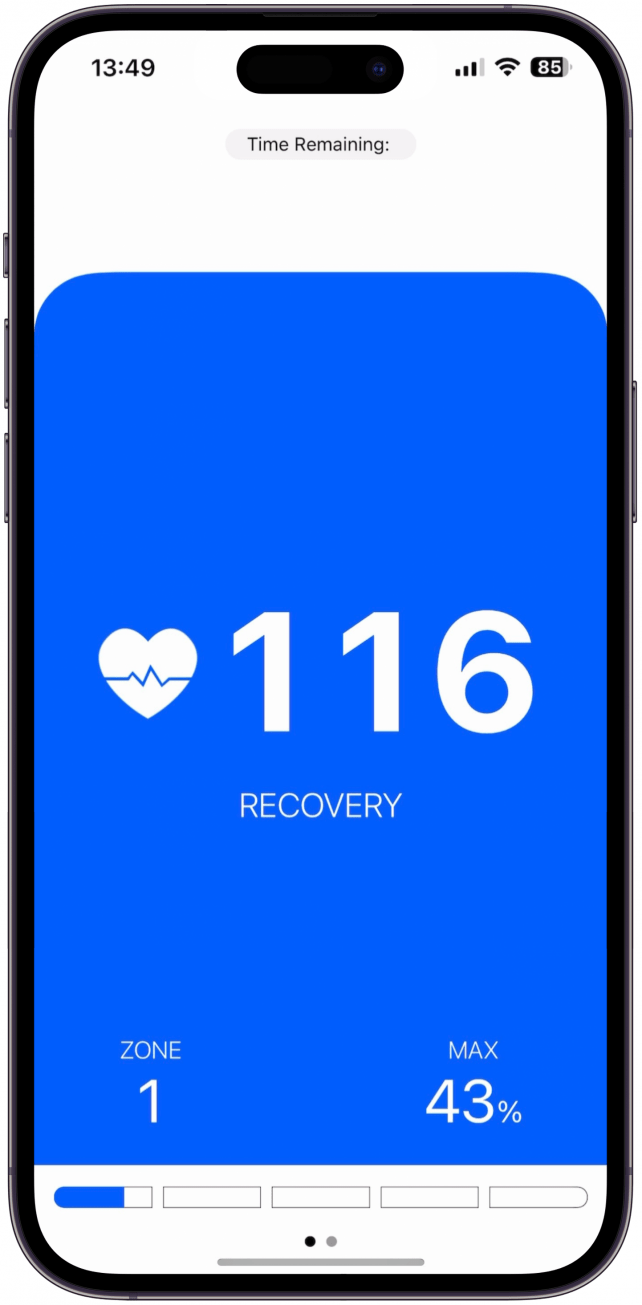 Une fois connecté, vous verrez votre fréquence cardiaque (et votre zone cardiaque si vous l'avez autorisé à l'étape 5) sur votre iPhone.