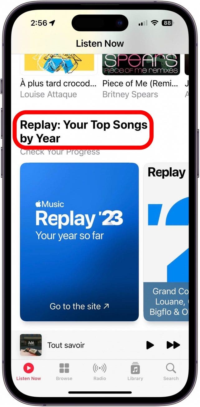 appuyez sur une option pour rejouer vos meilleures chansons par année dans Apple Music
