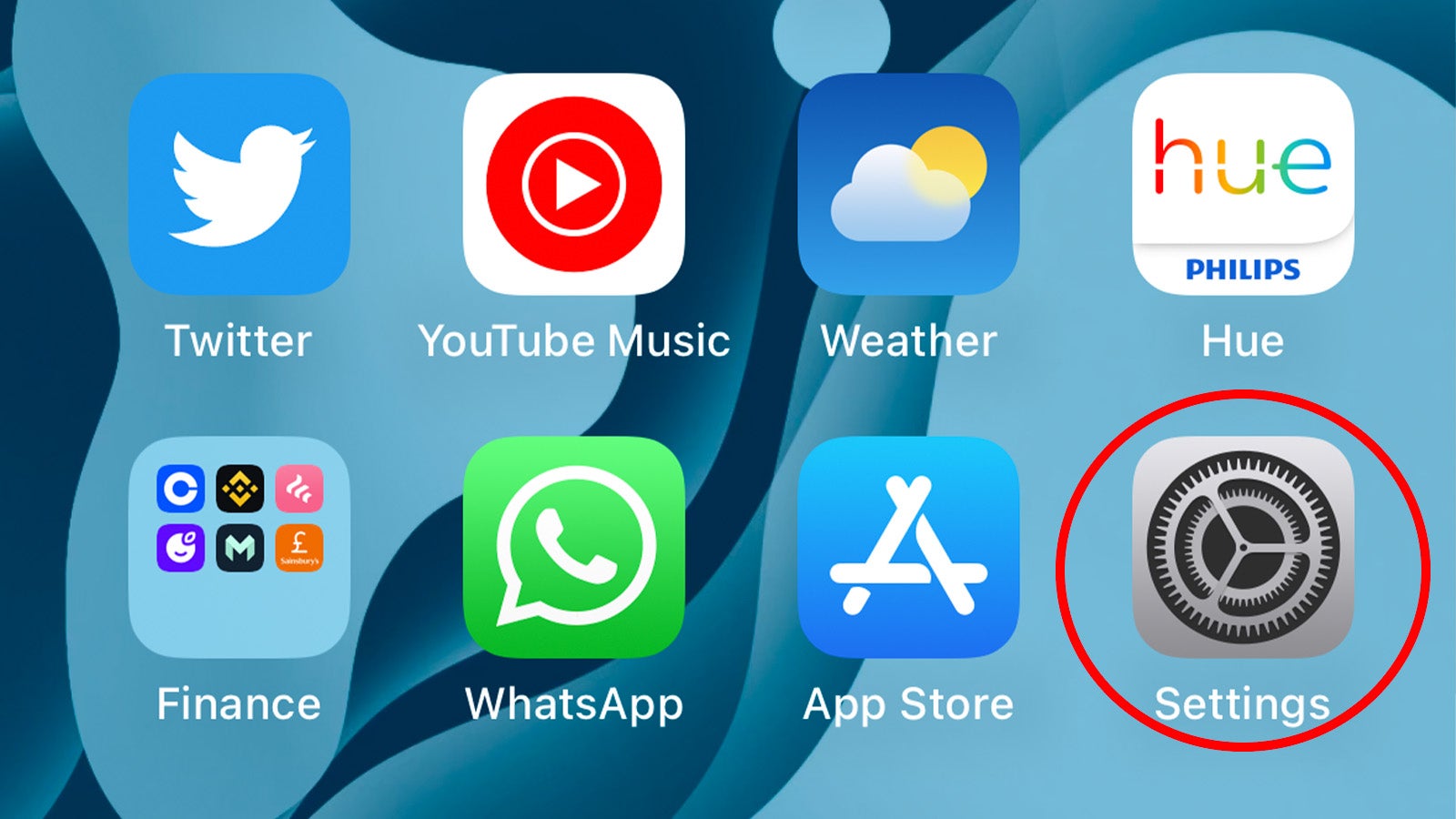 Application Paramètres sur l'écran d'accueil iOS
