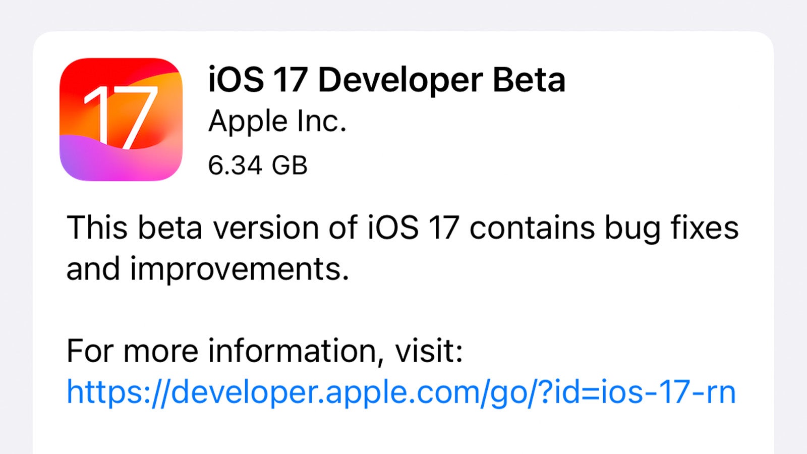 Bêta développeur iOS 17