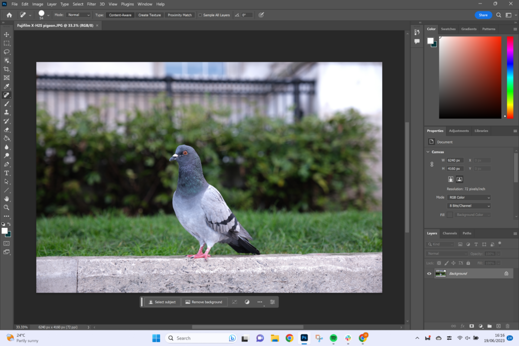 Interface d'Adobe Photoshop