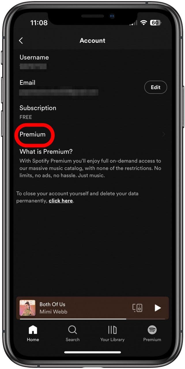 tap premium spotify dit pas de connexion internet