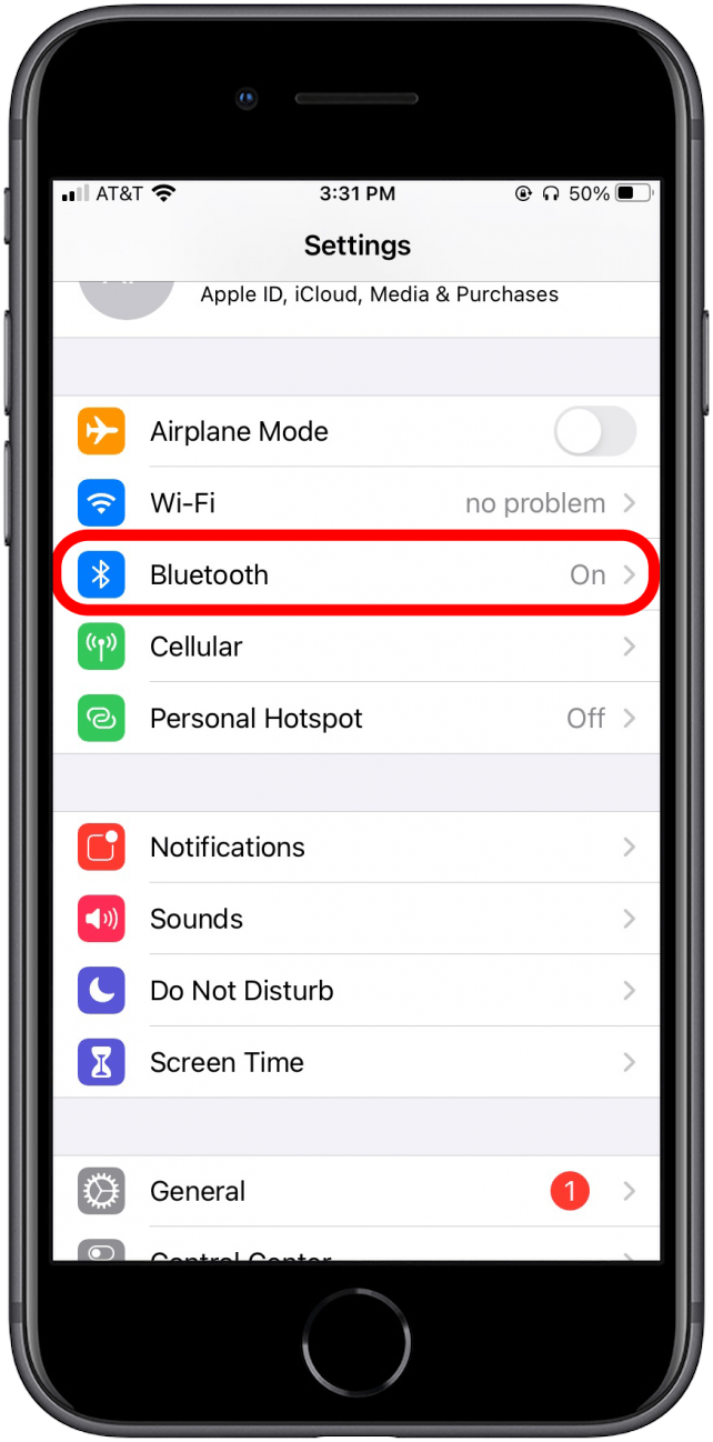 Appuyez sur Bluetooth dans l'application des paramètres.