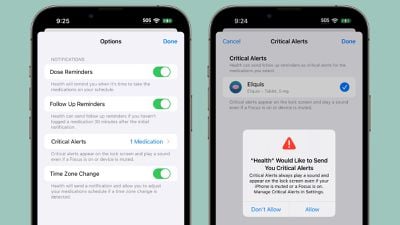 Rappels de suivi des médicaments de l'application de santé iOS 17