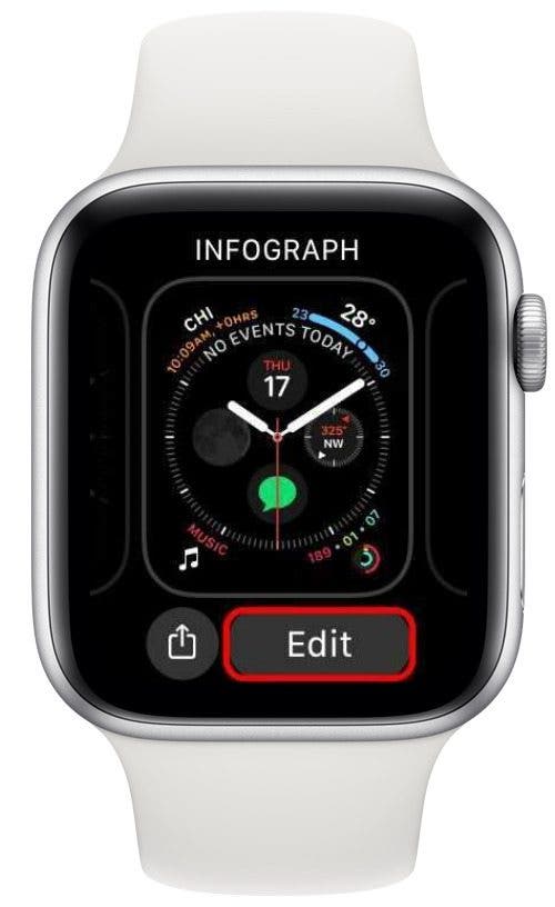 Appuyez sur Modifier pour modifier les complications de votre Apple Watch