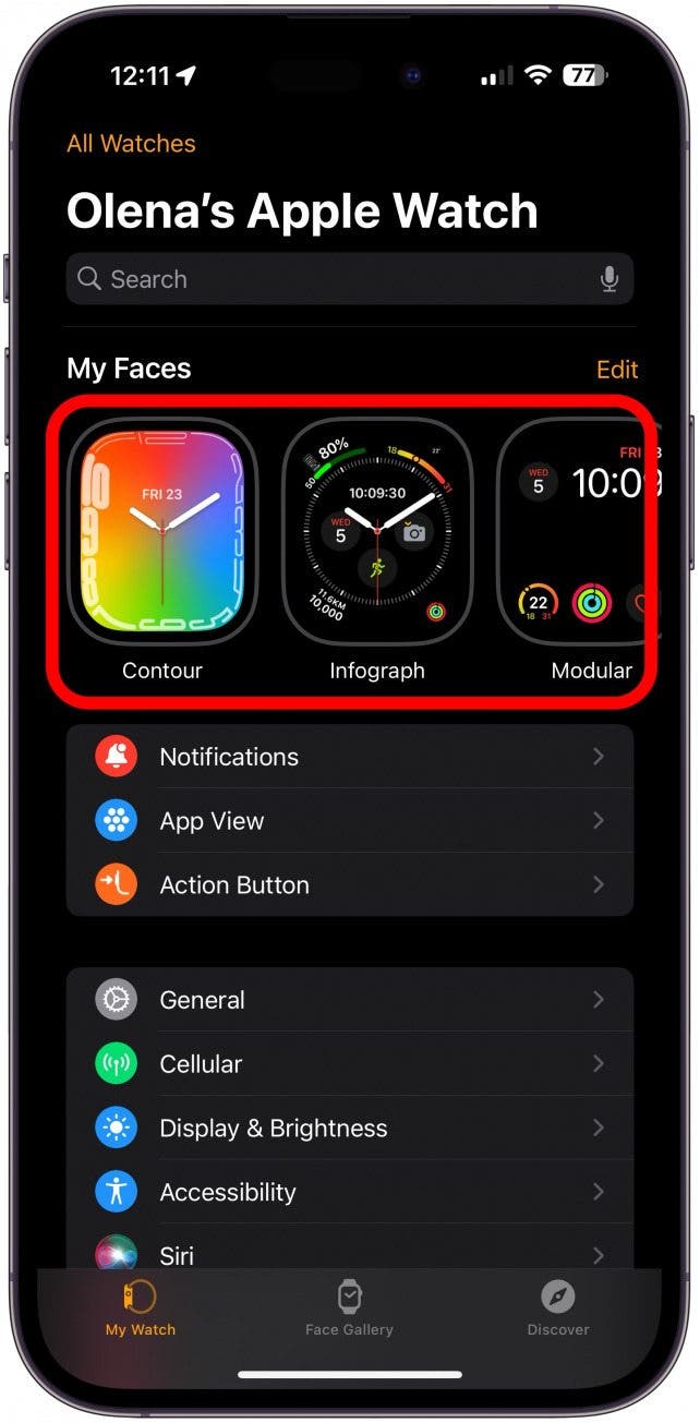 Galerie de visages sur votre application Apple Watch