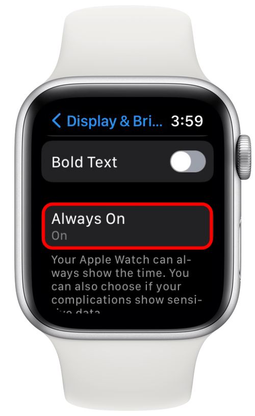 appuyez toujours sur Apple Watch toujours affichée