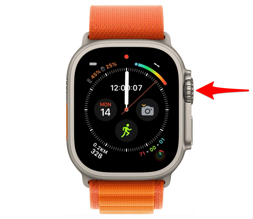 Appuyez sur votre Apple Watch pour la réveiller si elle est endormie, puis appuyez sur le bouton Accueil.