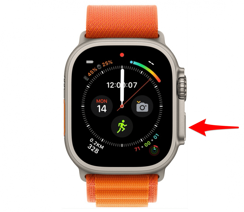 Appuyez sur le bouton latéral pour ouvrir votre centre de contrôle Apple Watch.