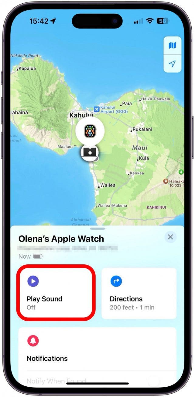 Utilisez l'astuce secrète FindMy et essayez d'émettre un son sur votre Apple Watch.