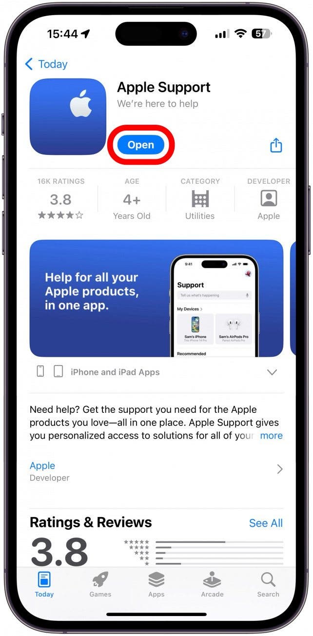 Contactez l'assistance Apple en visitant un Apple Store en personne, en utilisant l'application Apple Support (gratuite) ou en les appelant directement.
