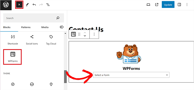 Ajouter le bloc WPForms