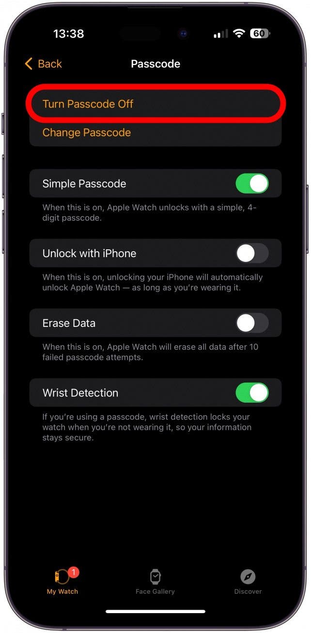 Si cela ne vous dérange pas de prendre le risque, vous pouvez désactiver votre mot de passe Apple Watch.