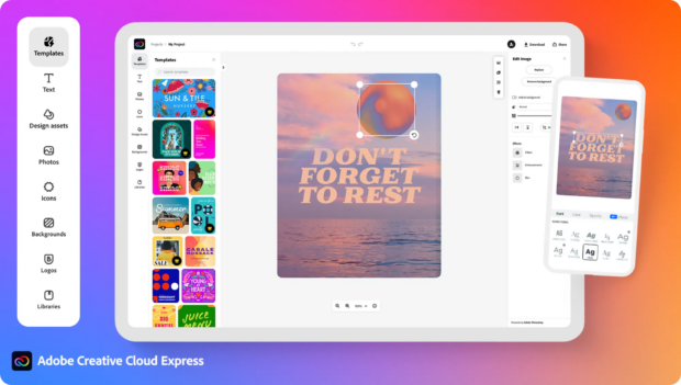 Adobe Creative Cloud Express n'oubliez pas de reposer le modèle.  Adobe Creative Cloud propose plusieurs outils pouvant être utilisés comme applications d'édition d'Instagram Reels