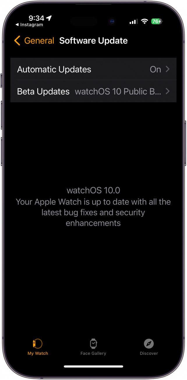 Apple Watch mise à jour vers Watchos 10