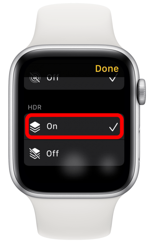 Activez ou désactivez le HDR dans l'application Appareil photo.