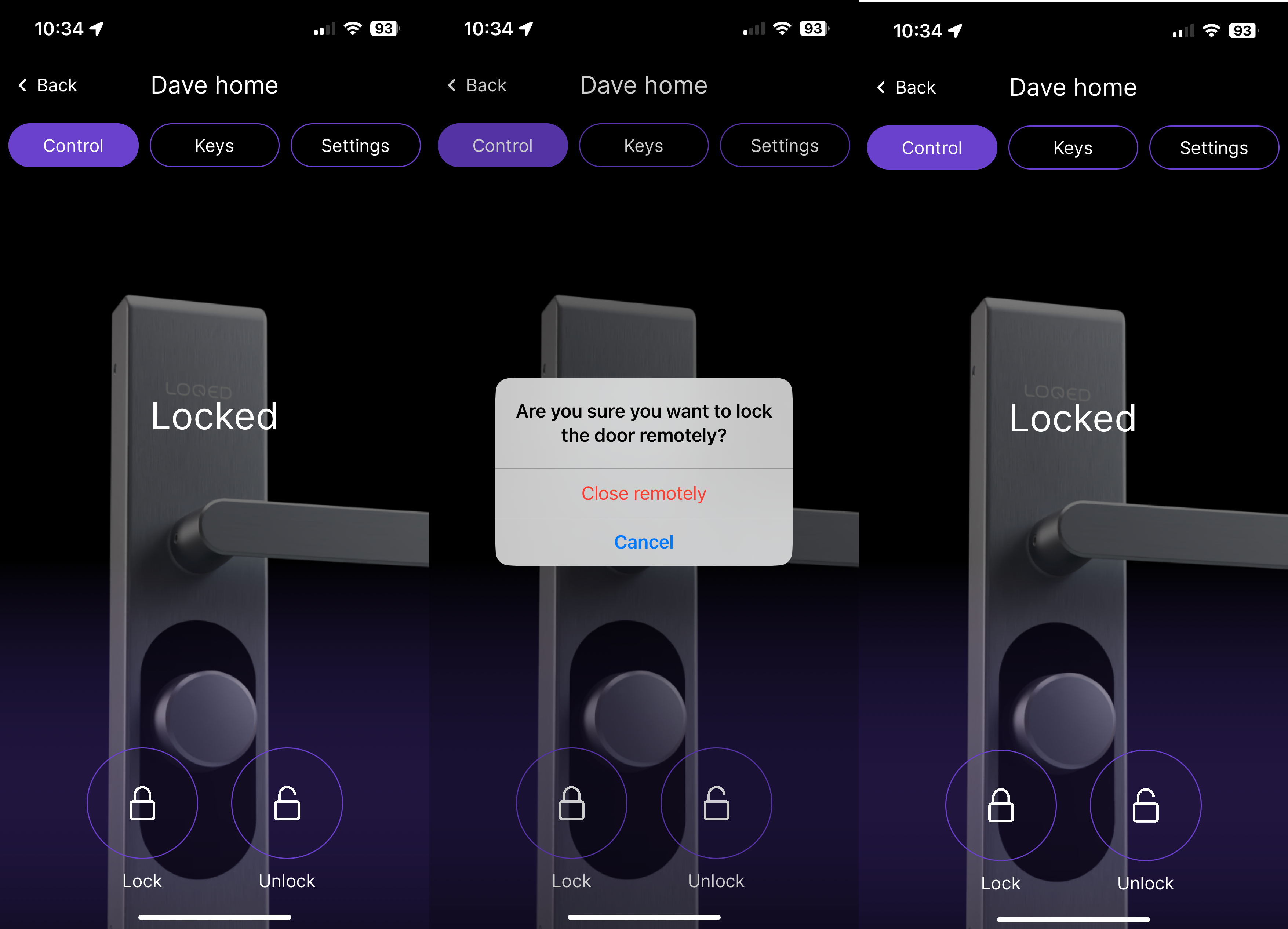 Paramètres de l'application LOQED Touch Smart Lock