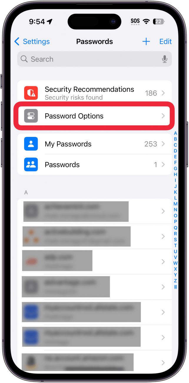 paramètres de mot de passe iPhone avec options de mot de passe entourées en rouge