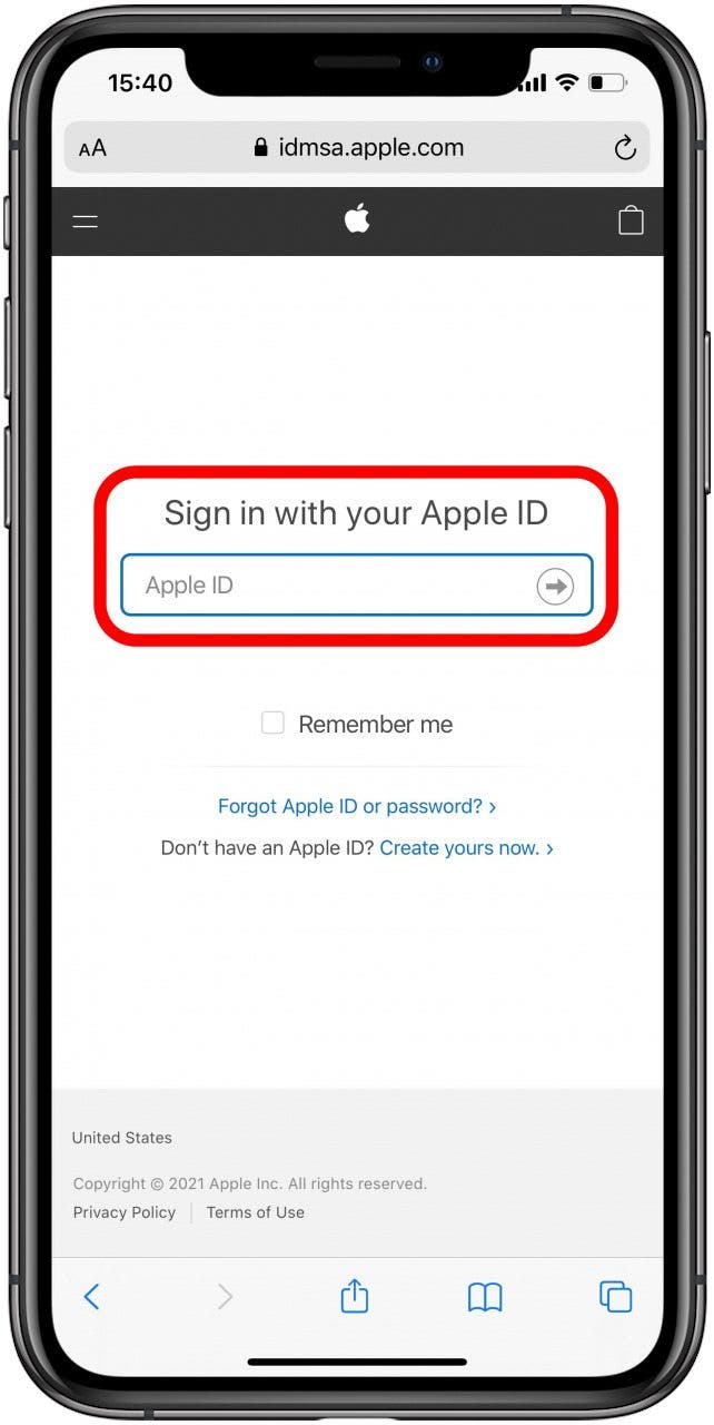 Connectez-vous avec votre identifiant Apple