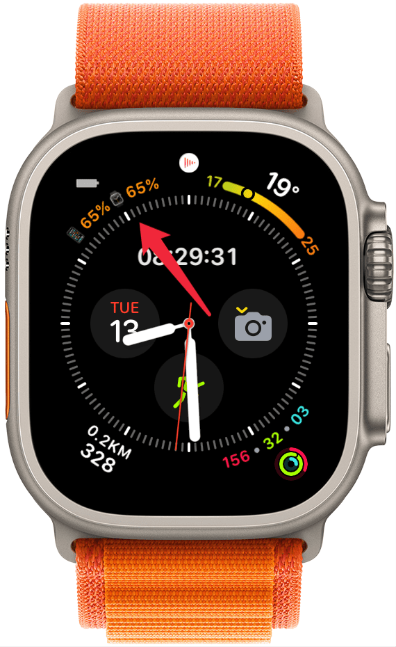 comment vérifier la durée de vie de la batterie sur iPhone sur Apple Watch, complication du robinet
