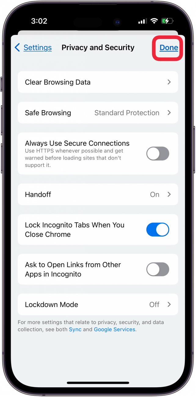 appuyez sur Terminé pour verrouiller le mode navigation privée sur iPhone et iPad