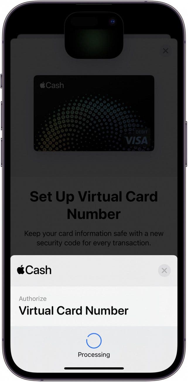 configuration de la carte virtuelle du portefeuille Apple iPhone affichant une invite d'autorisation Face ID