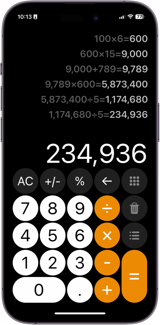 application de calcul pour iPhone